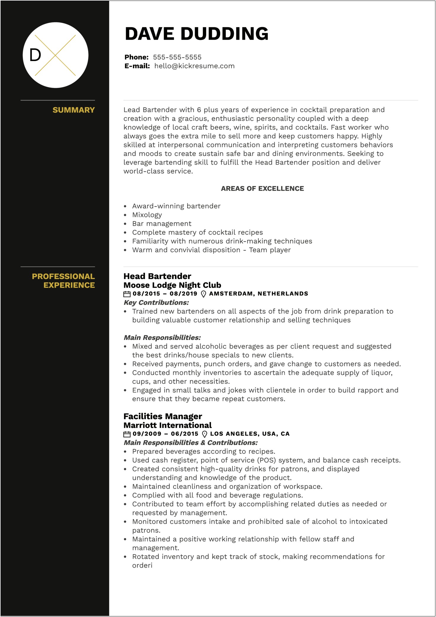 Bartender Reference Letter Samplecover Letters And Resume Samples