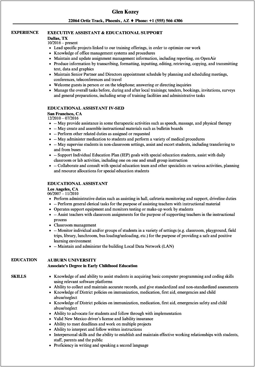 Basic Resume Educational And Job Skills