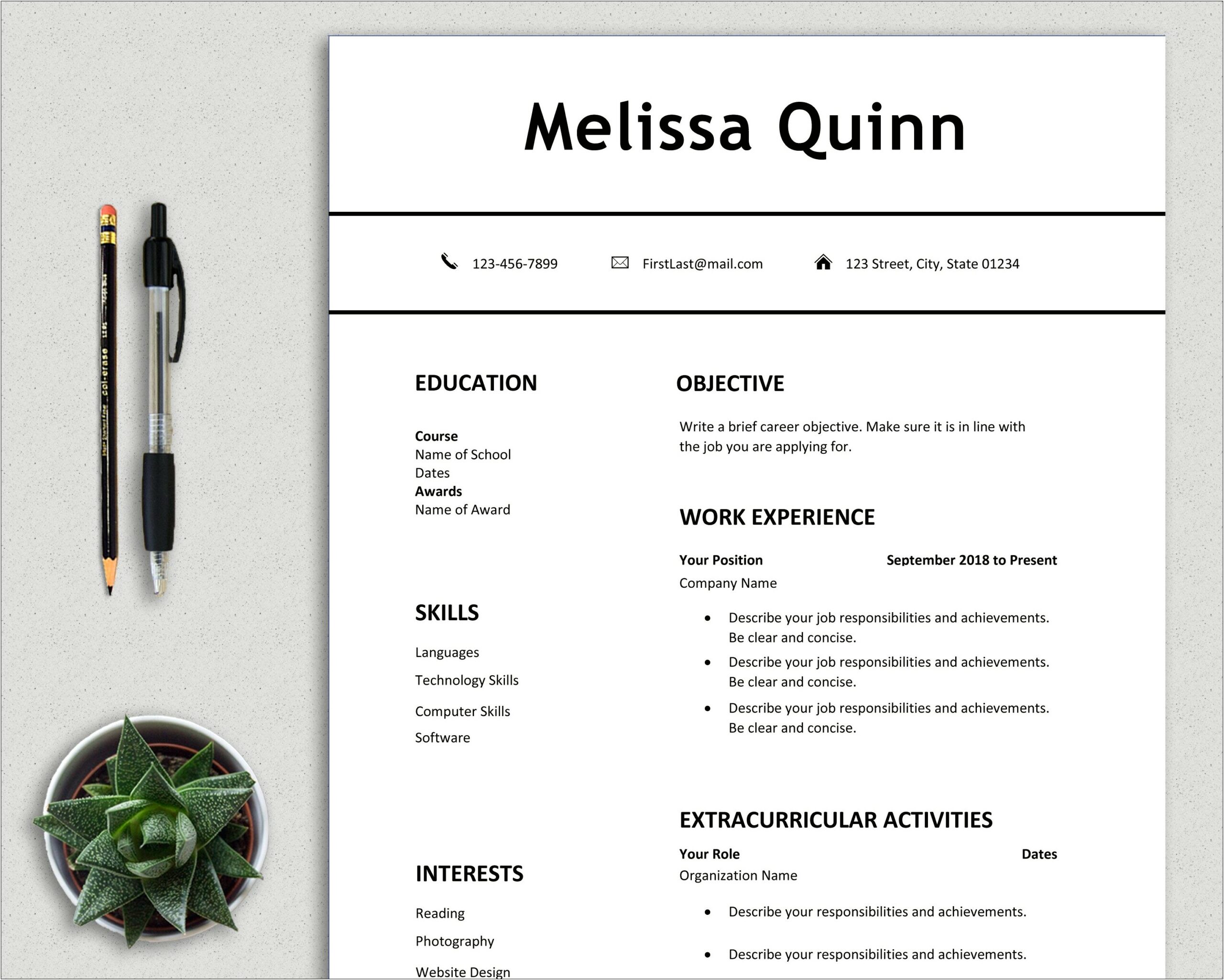 Basic Resume Template For First Job