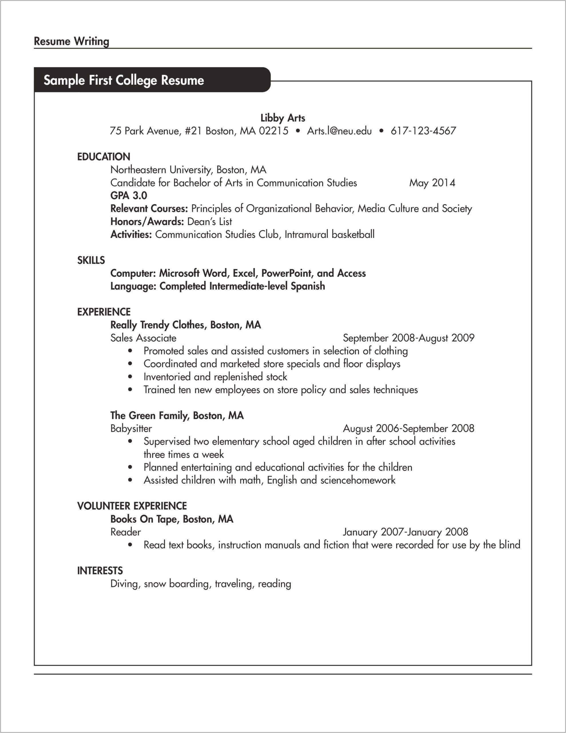 Basic Resume Template With No Work Experience