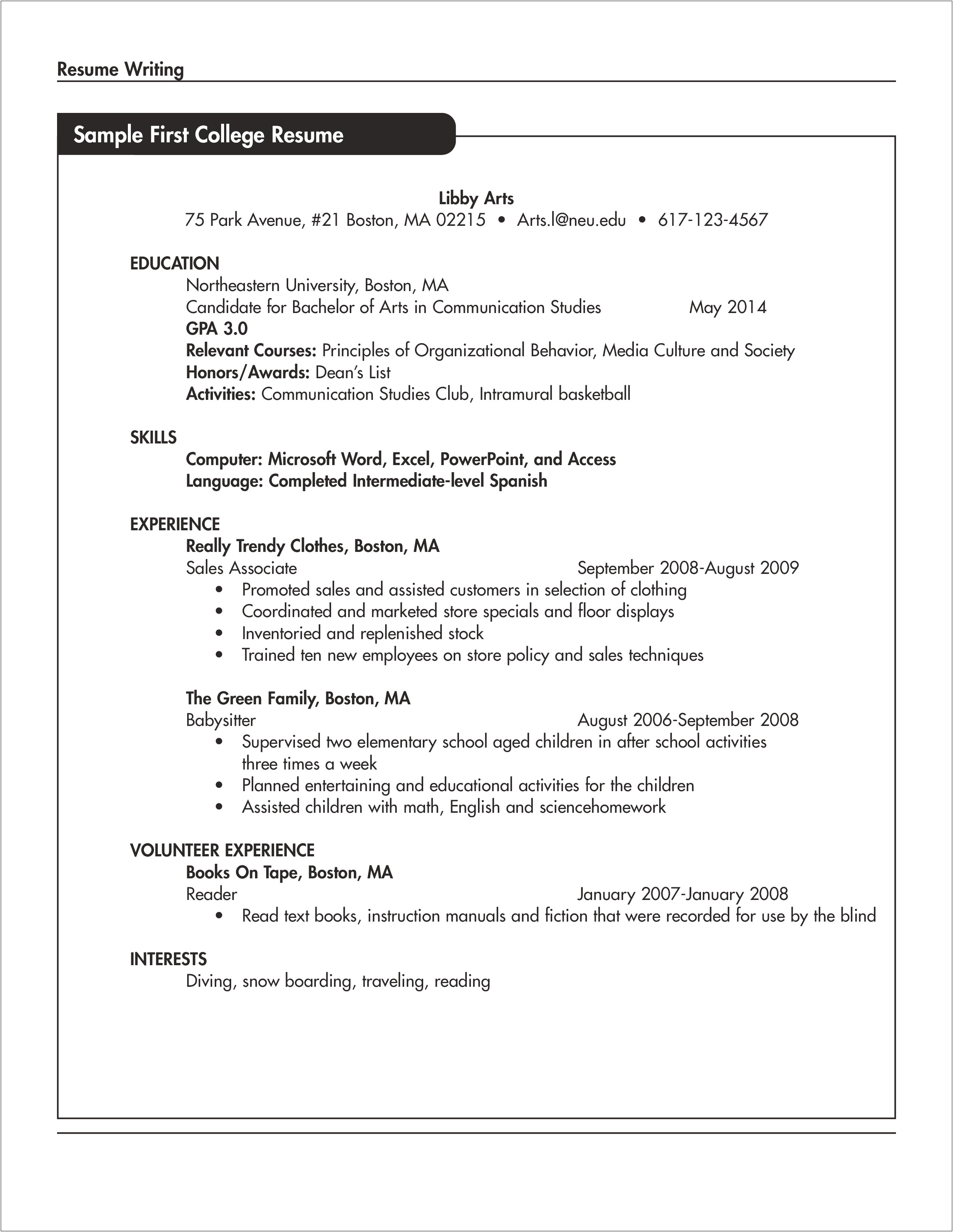 Basic Resume Template With No Work Experience