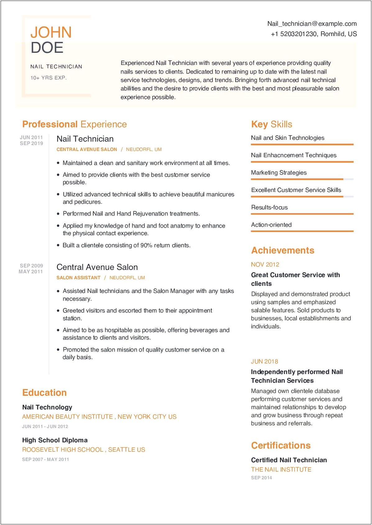 Beauty Salon Job Assistent Resume Example