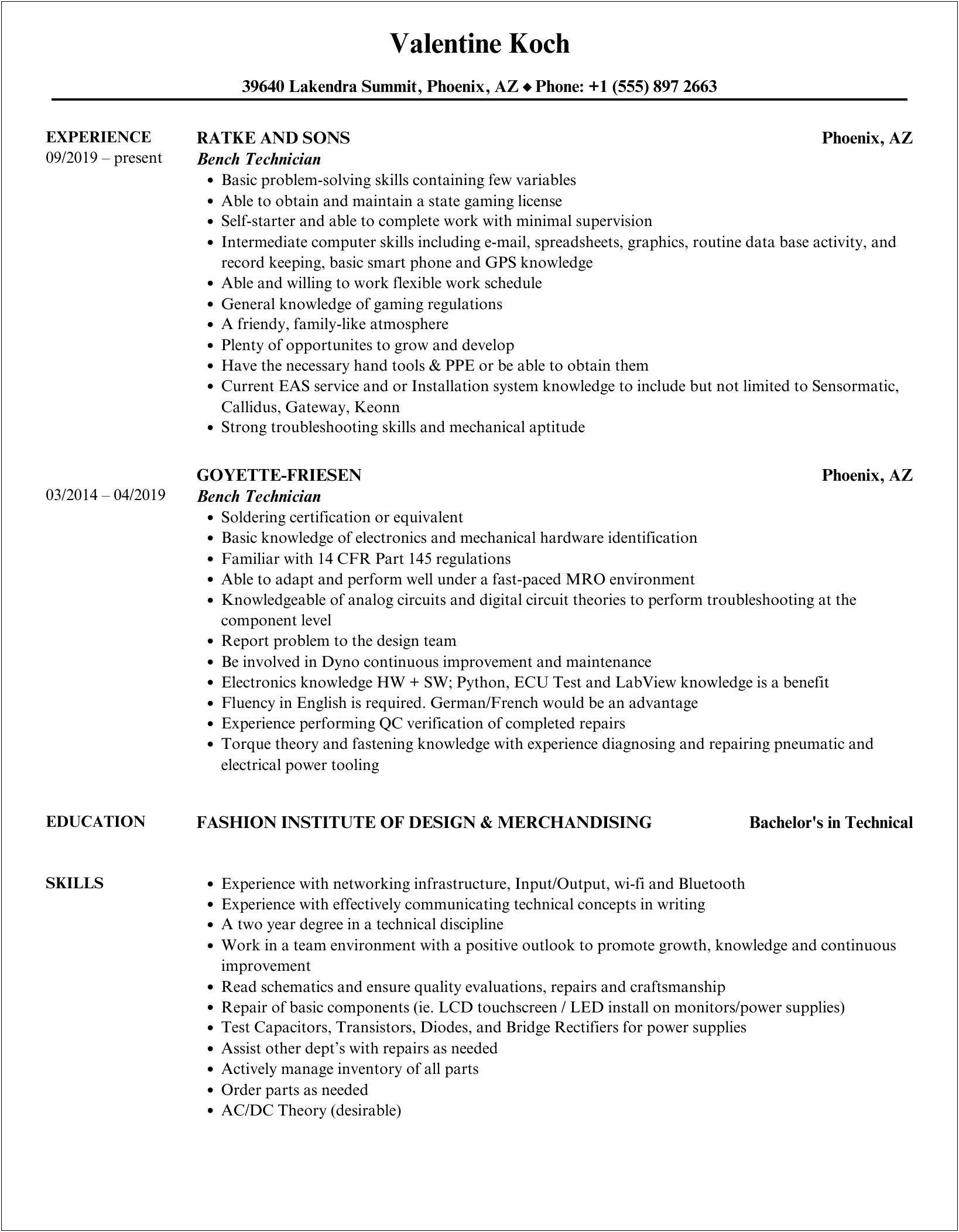 Bench Memorandum On A Resume Example