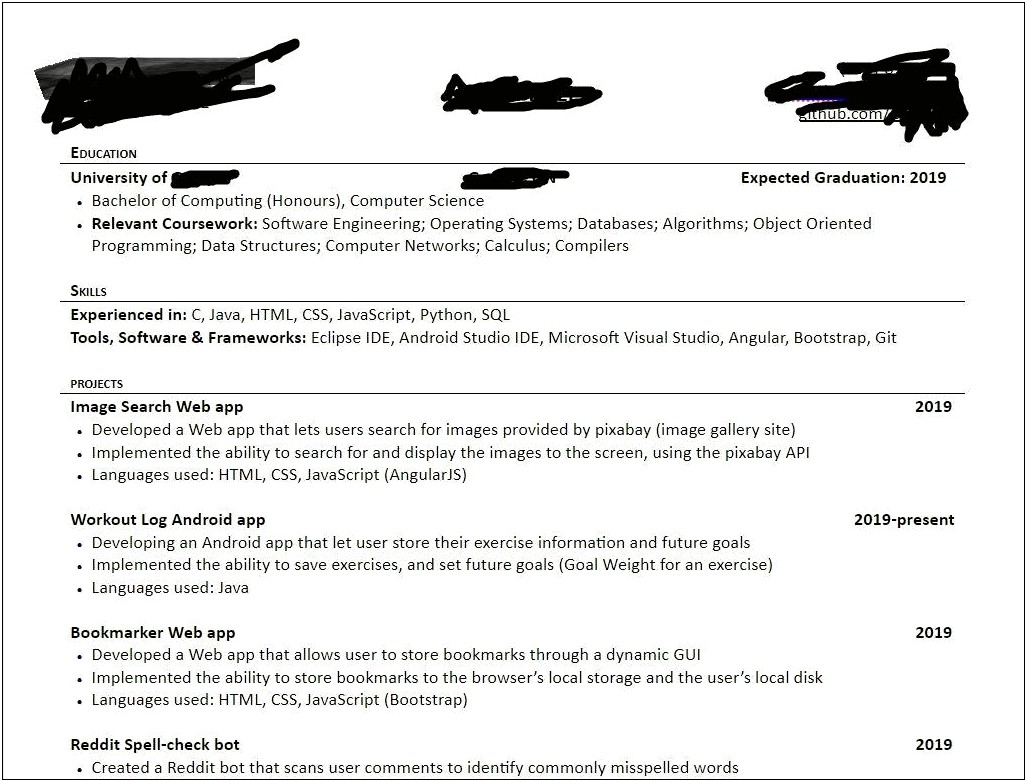 Best College Resumes Reddit Cs Career Questions