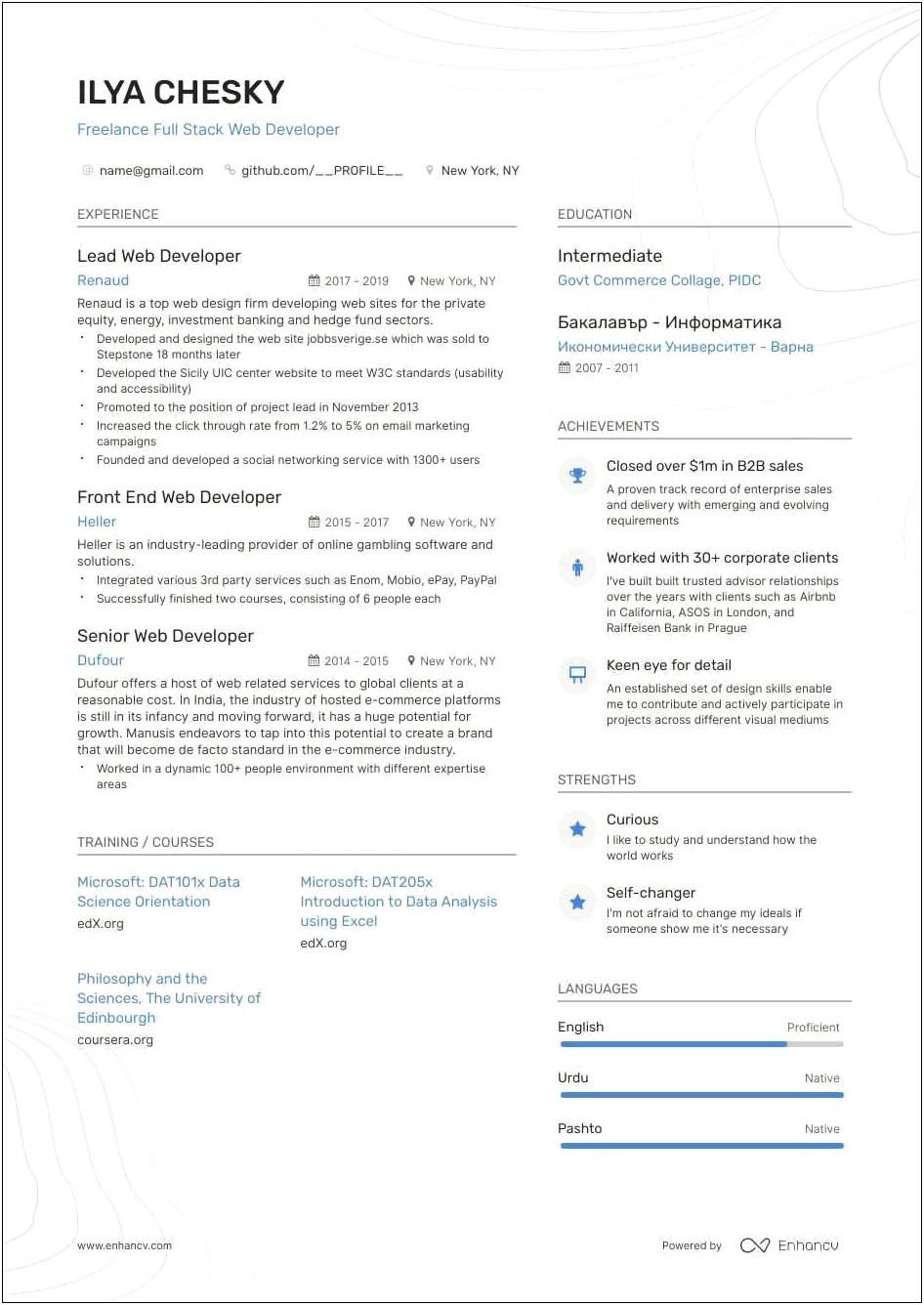 Best Entry Level Full Stack Develope Resume