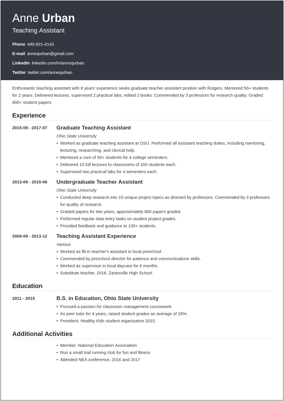 Best Font For A Marketing Resume