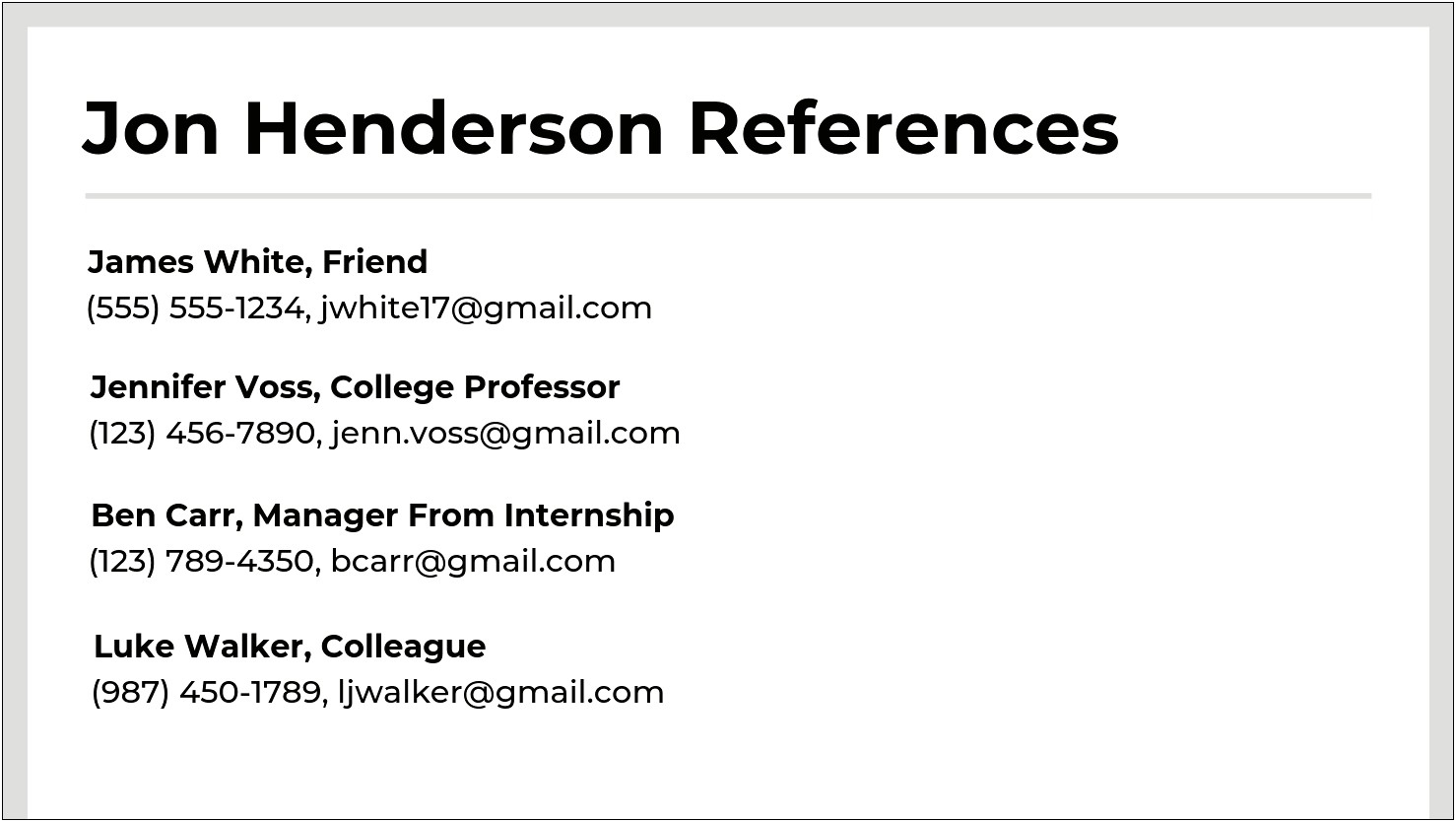 Best Form For References On Resume