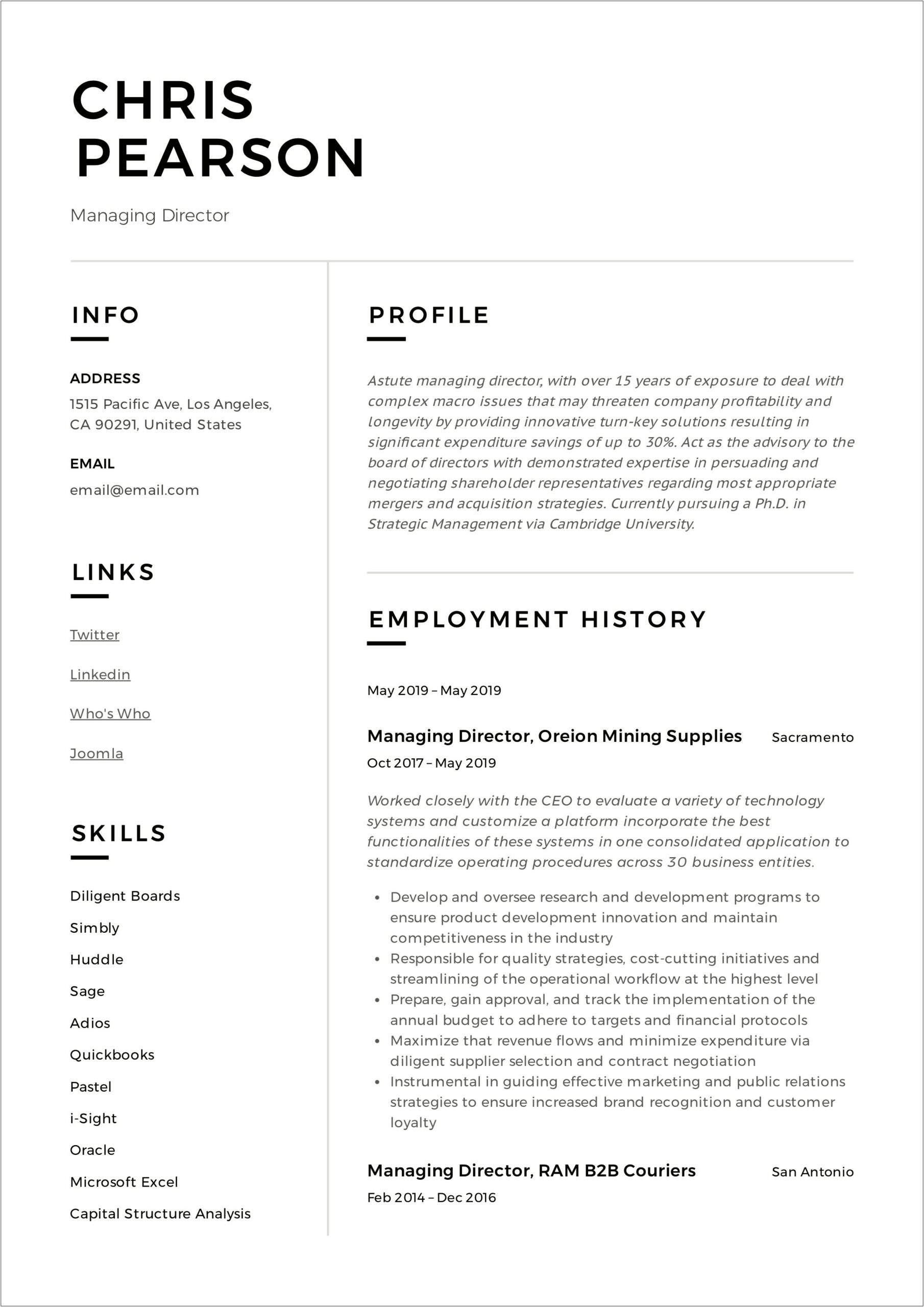 Best Format For Board Of Director Resume