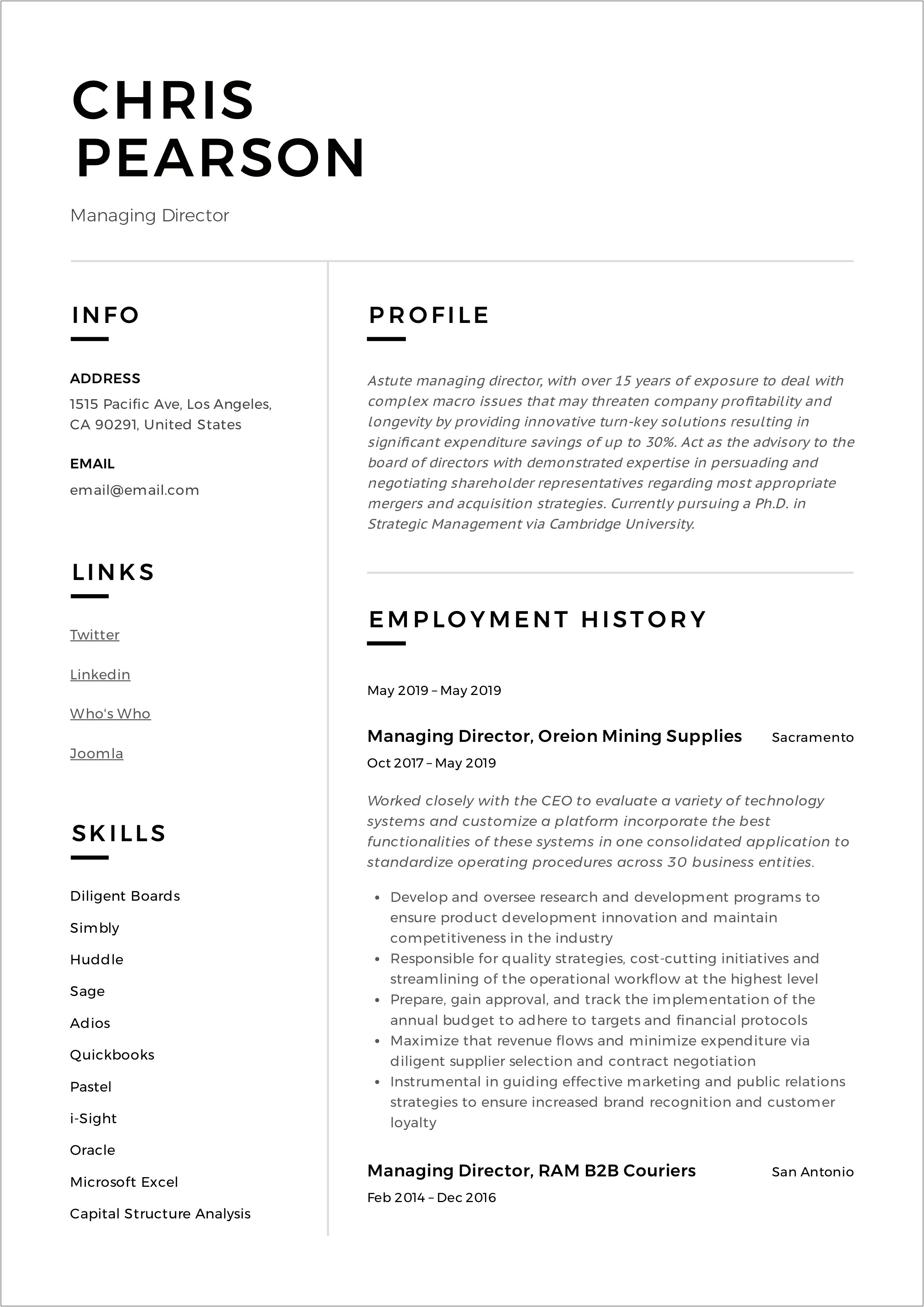 Best Format For Board Of Director Resume