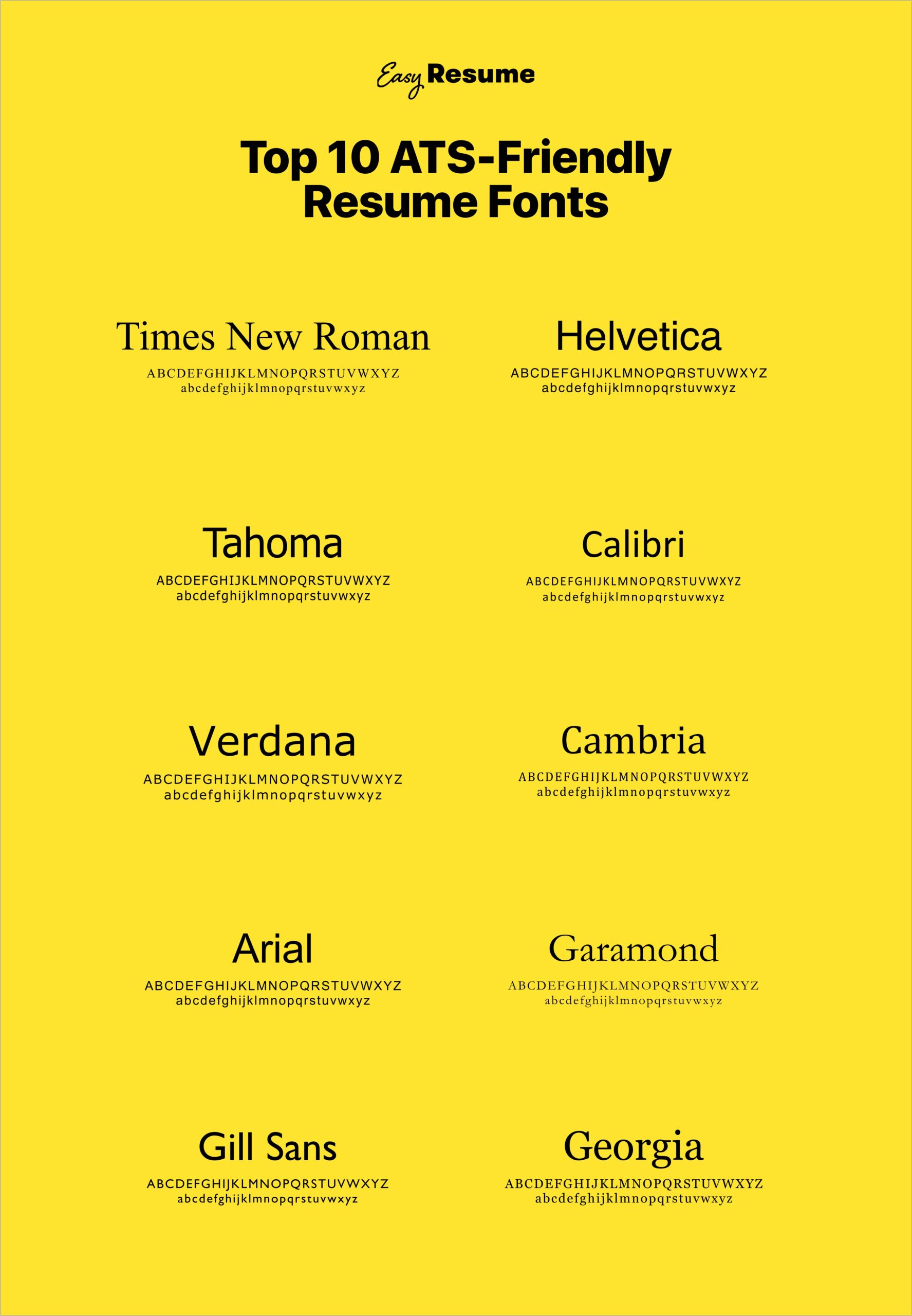 Best Heading Font For Resume 2019