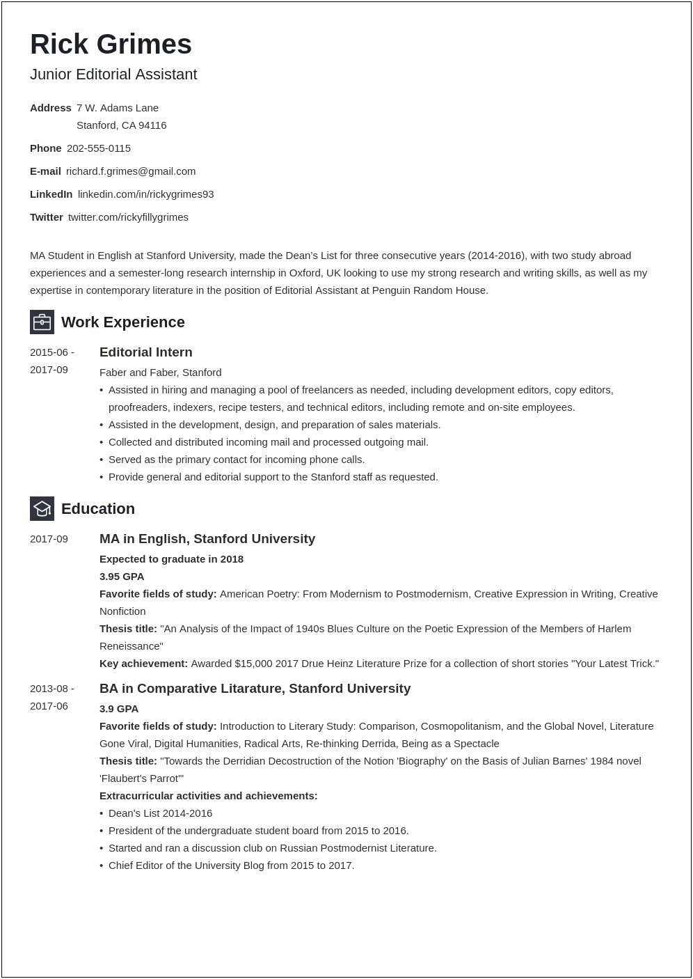 Best Lay Out For A Resume 2017