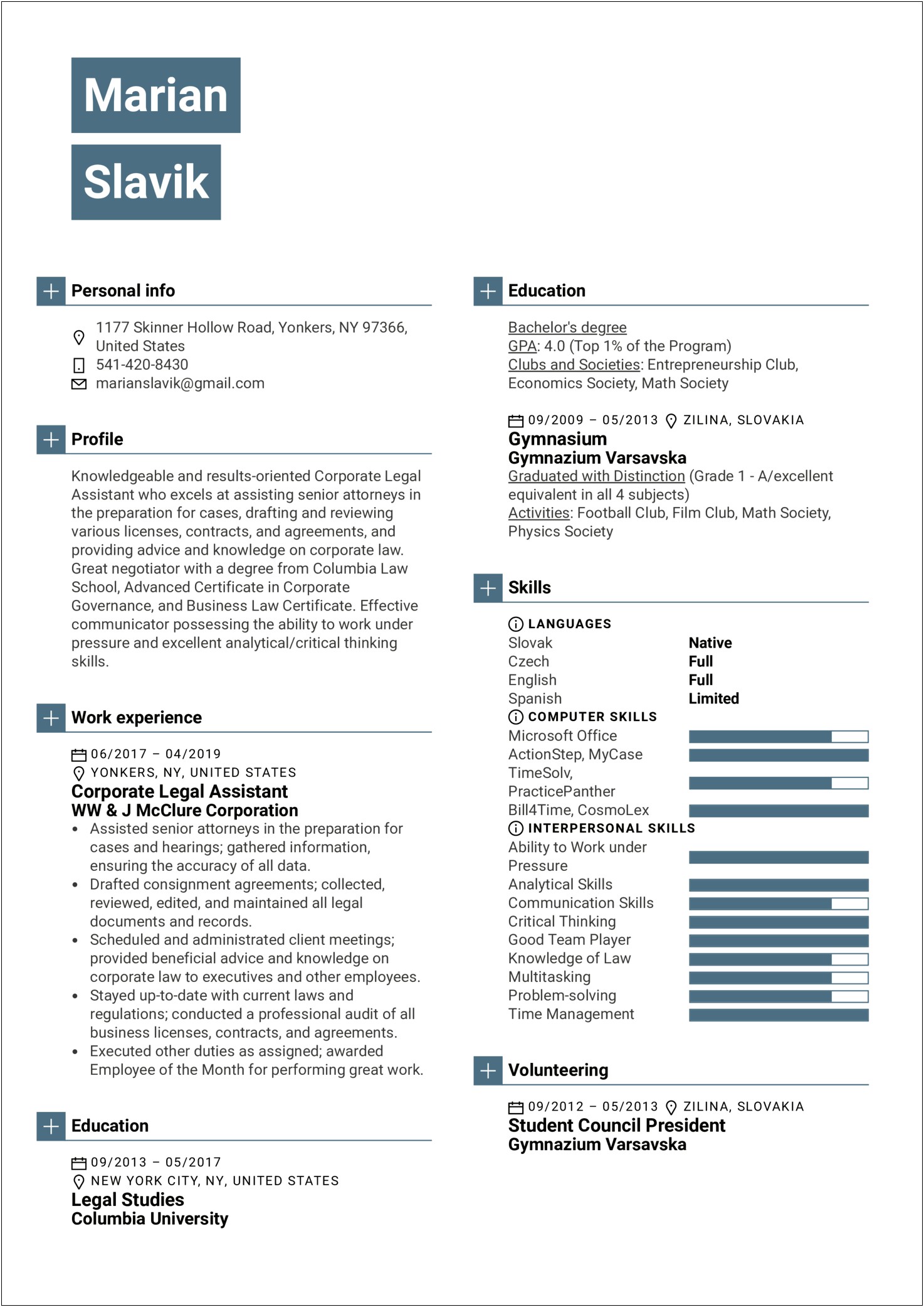 Best Legal Resume For Tech Companies