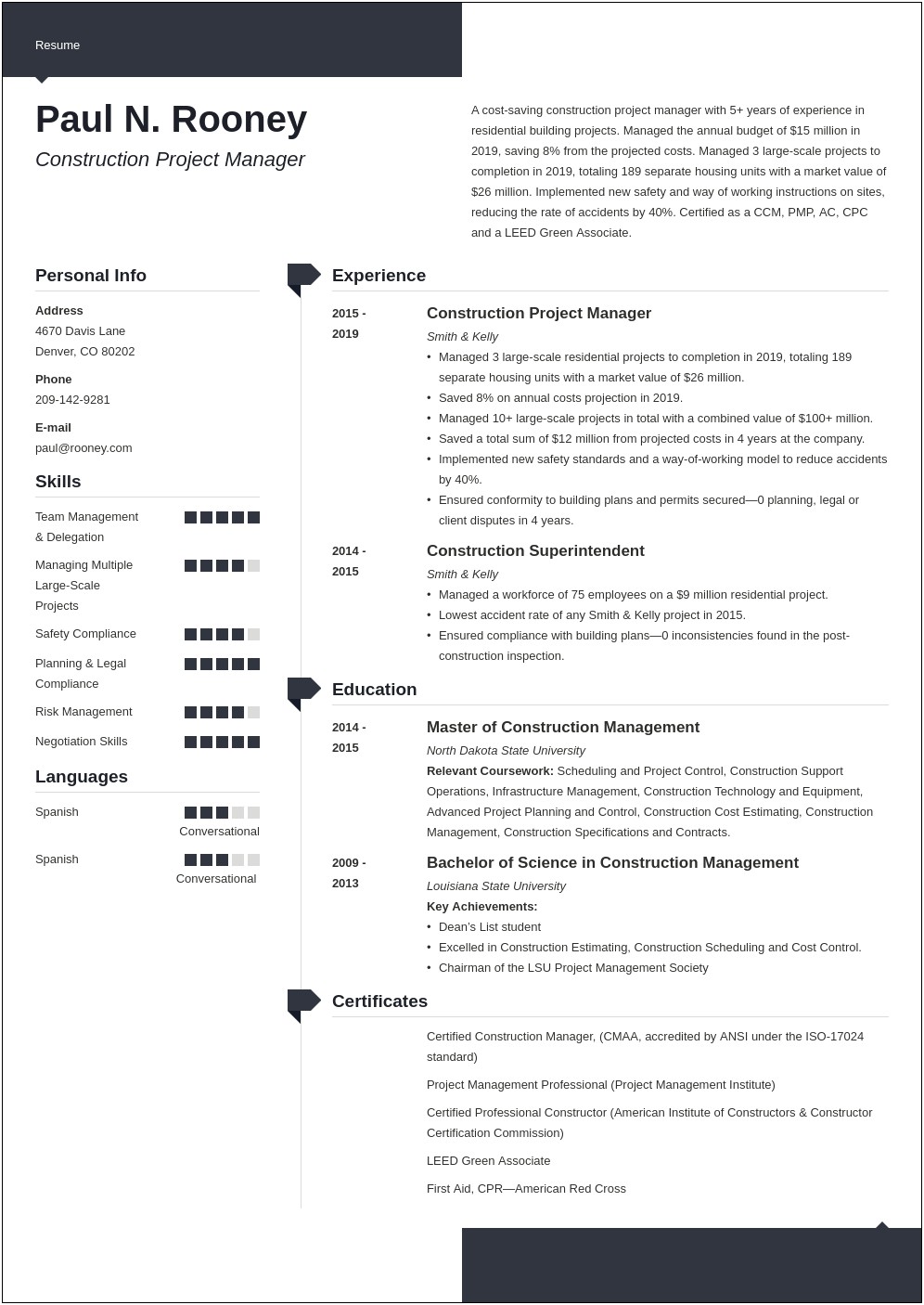 Best Objective For Construction Superintendent Resume