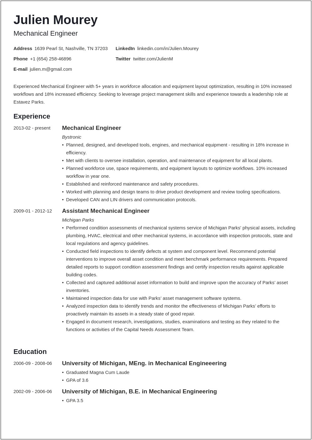 Best Objective For Engineer Resume