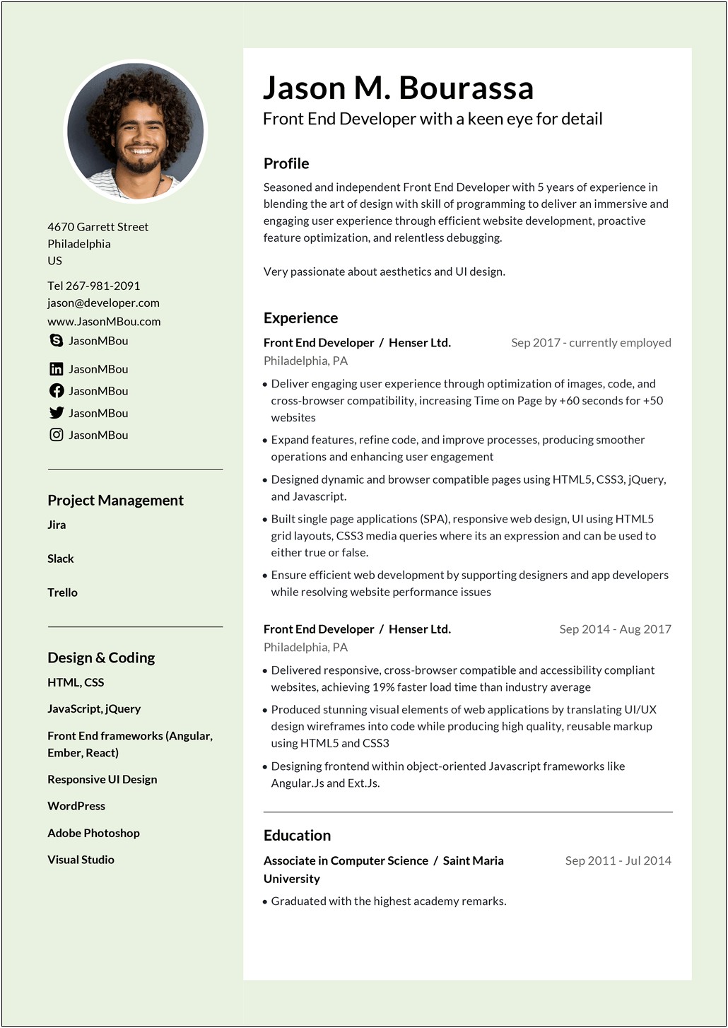 Best One Page Resume Free Download