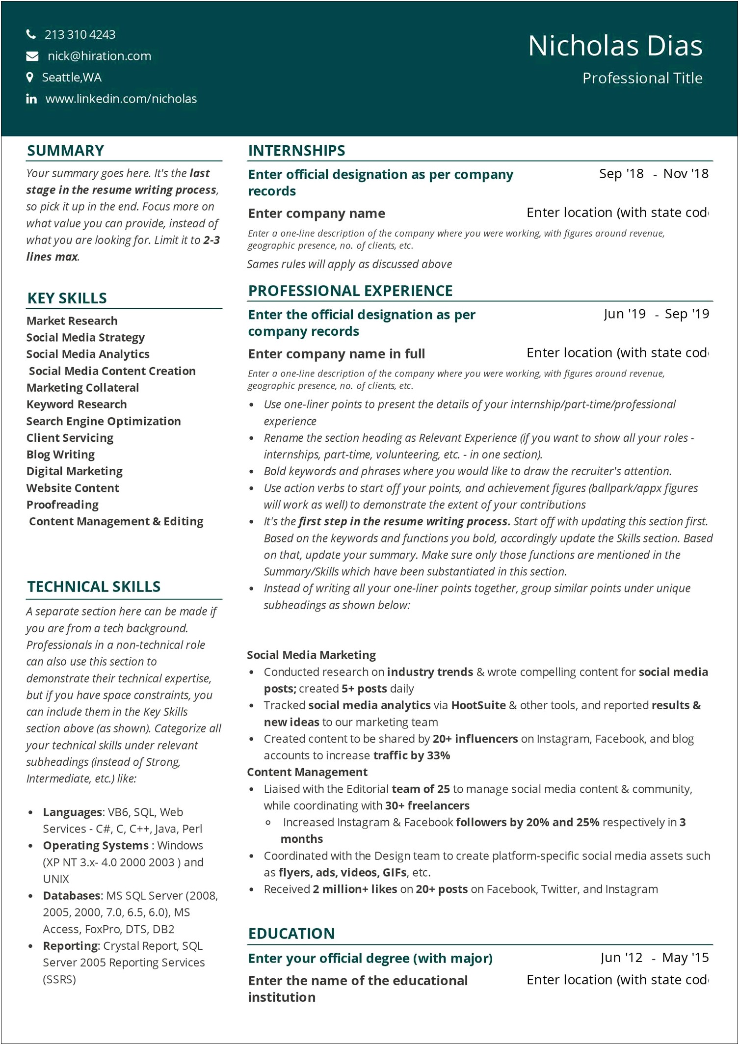 Best Professional Resume Format For It
