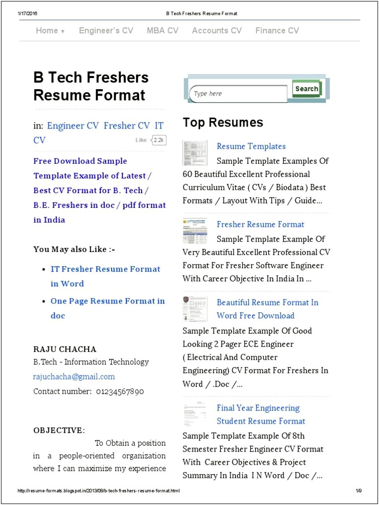 Best Resume For Ece Freshers Pdf