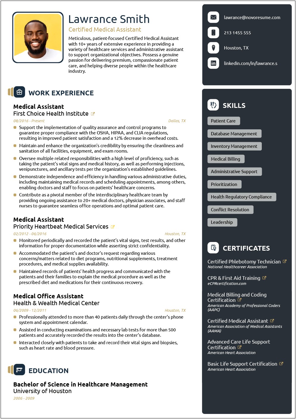 Best Resume Format For Conservative Healthcare