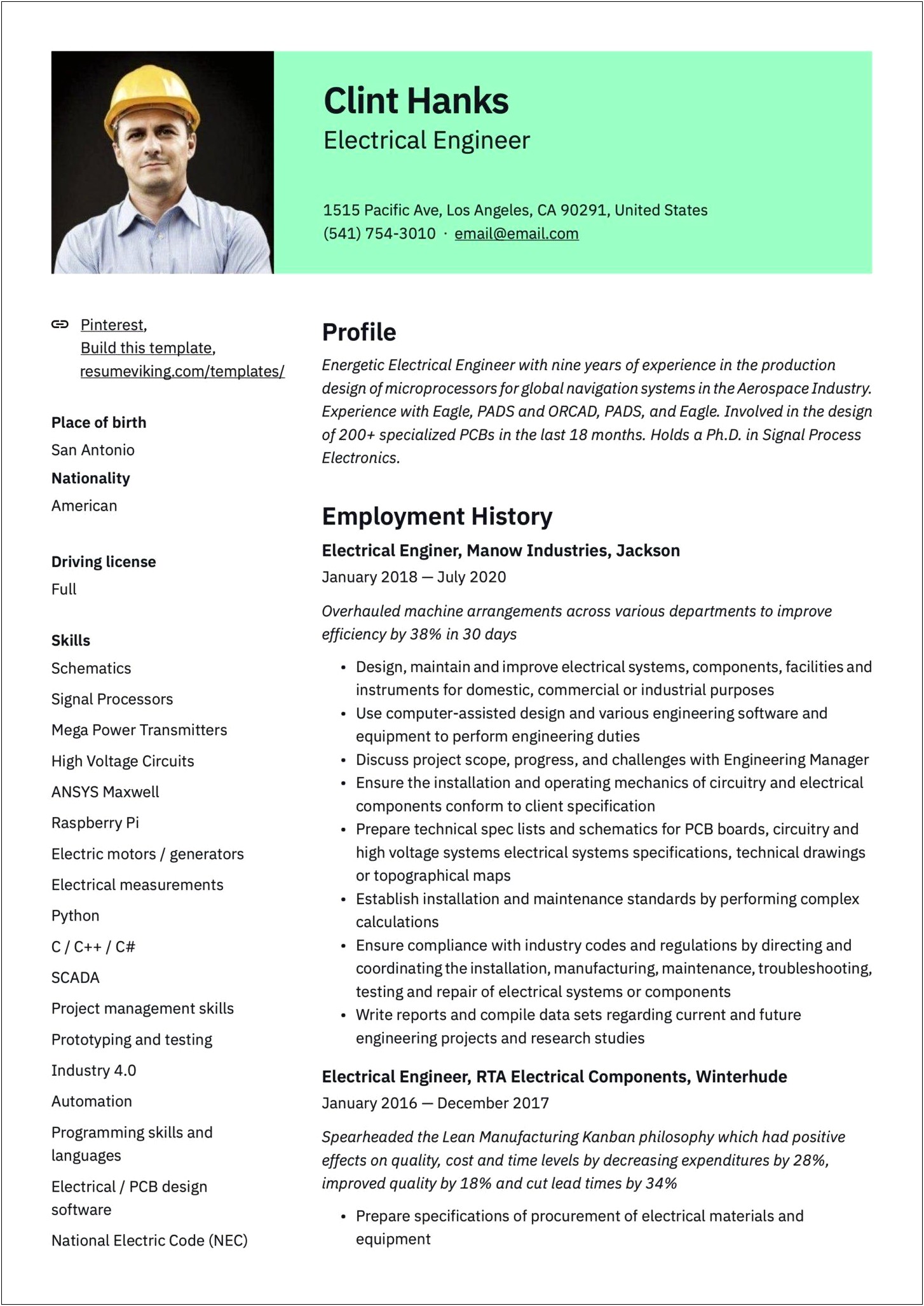 Best Resume Format For Electronics Engineers Download