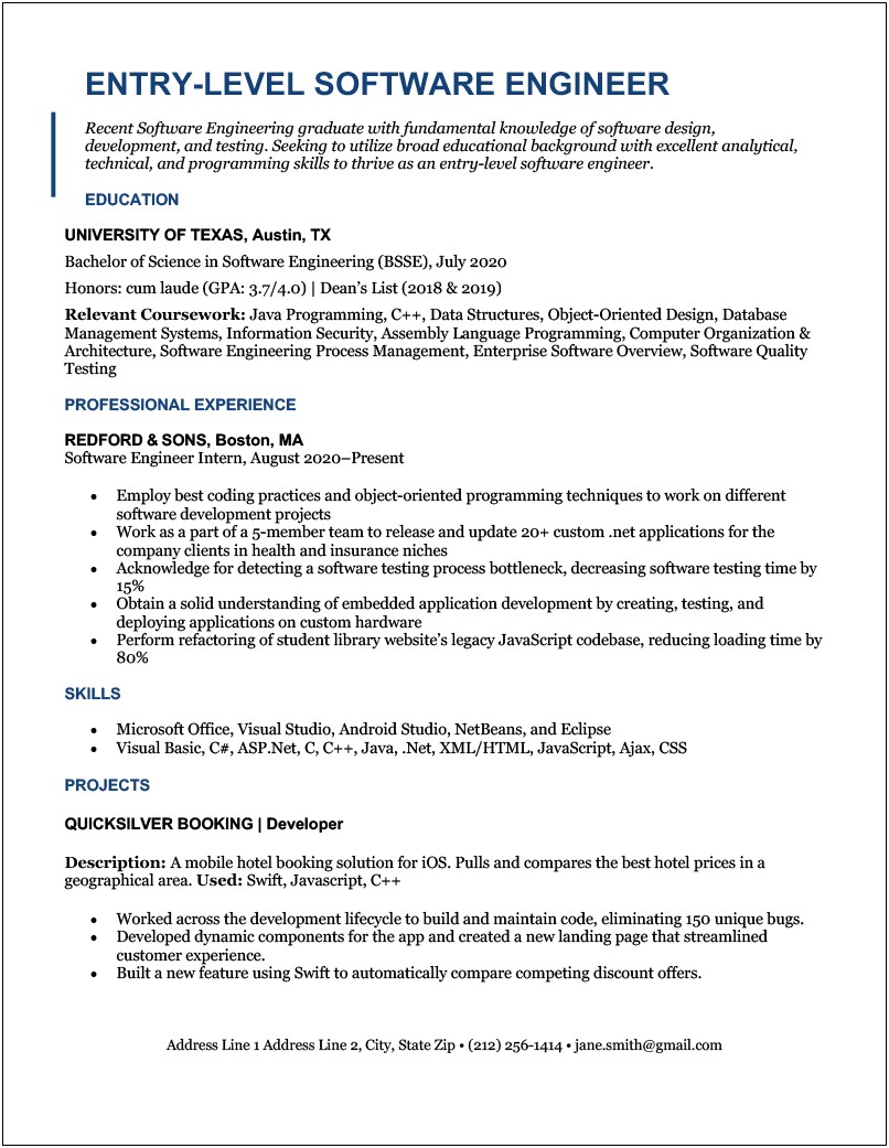 Best Resume Format For Engineer