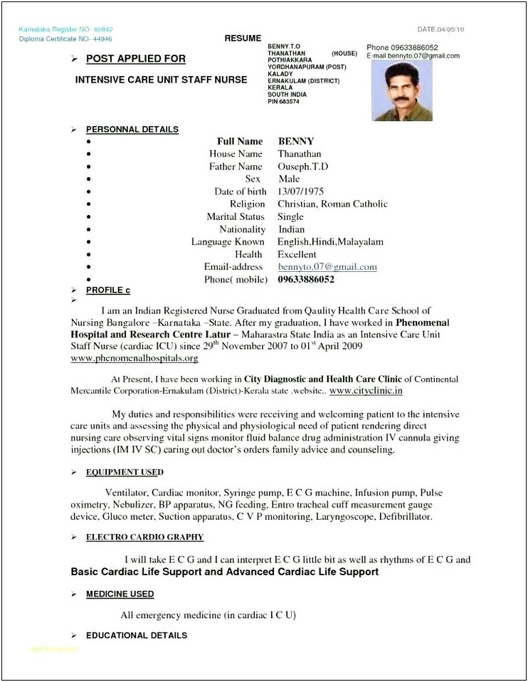 Best Resume Format For Nursing Job