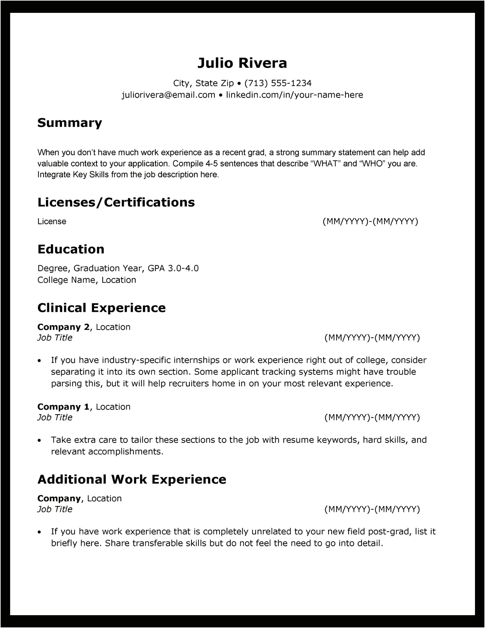 Best Resume Format For Post Military