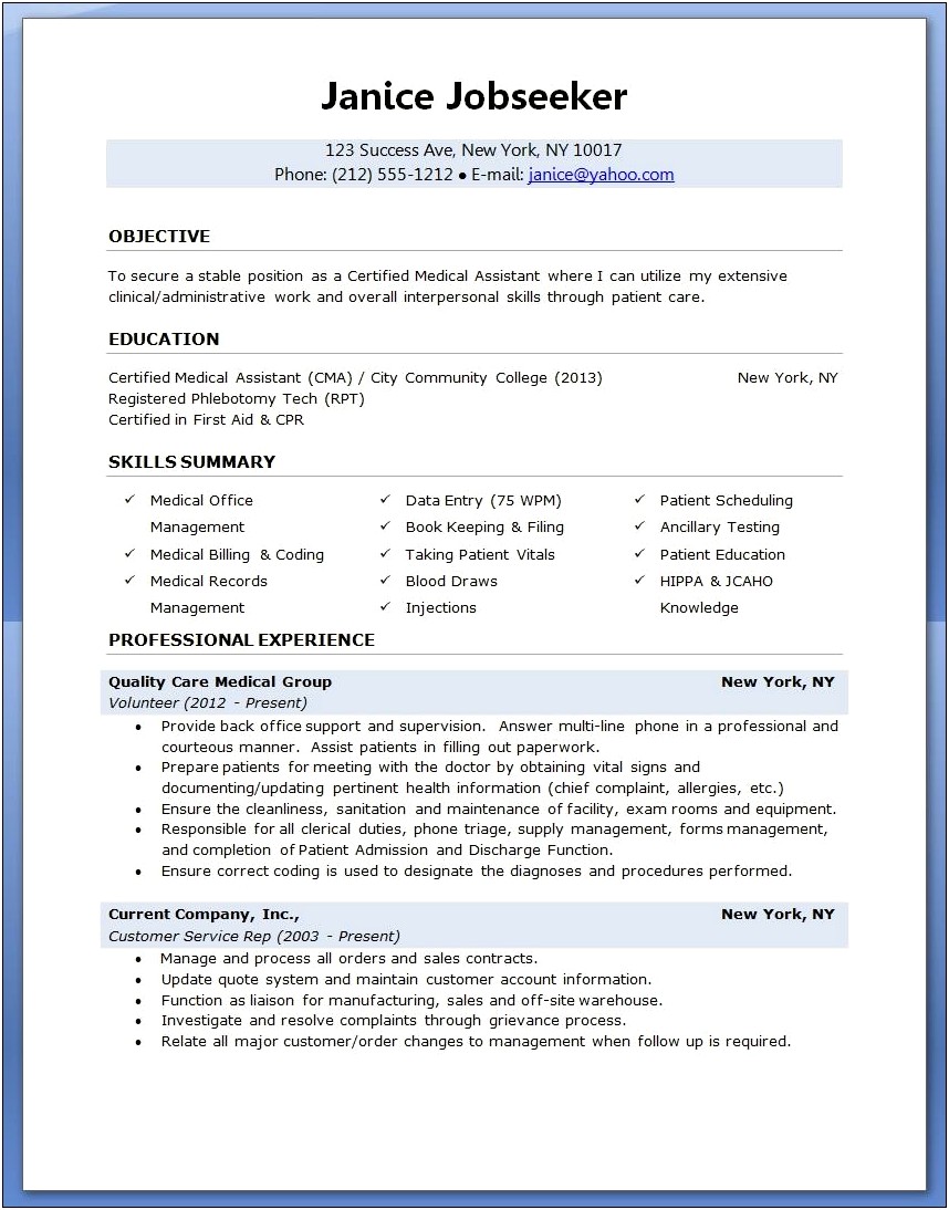 Best Resume Objectives For Medical Secretary