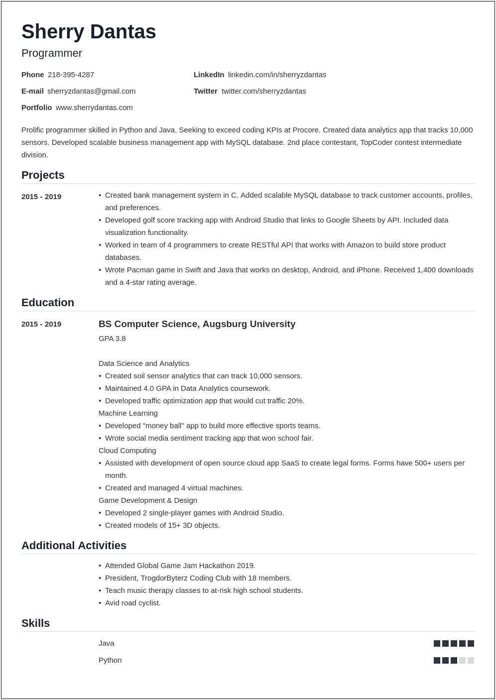 Best Resume Template For New Graduate