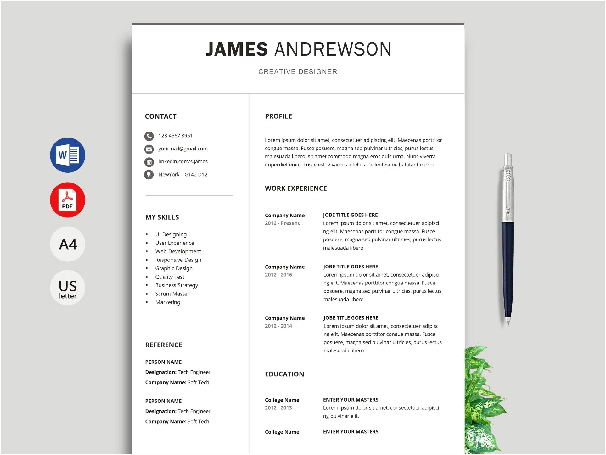 Best Resume Templates 2019 Pdf Simple