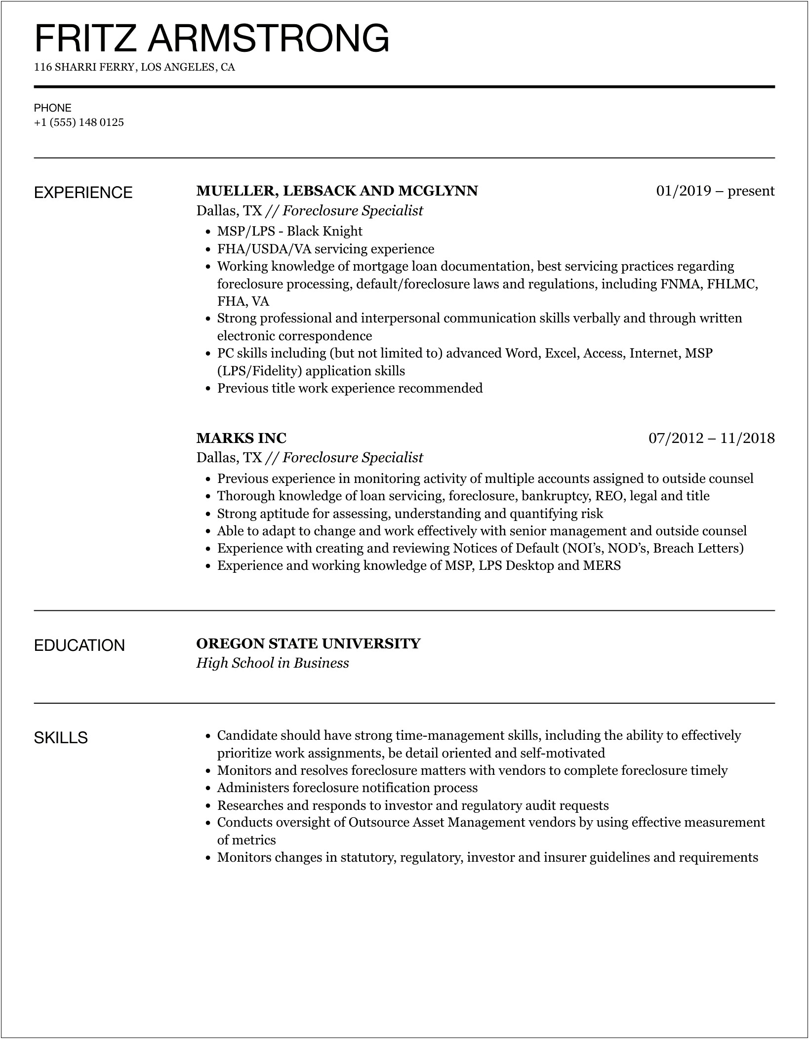 Best Resume Templates For Reo Realtors