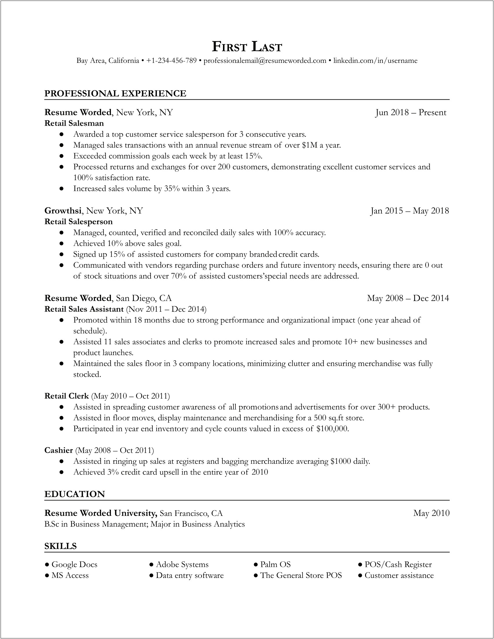 Best Sales Resume For Senior Living