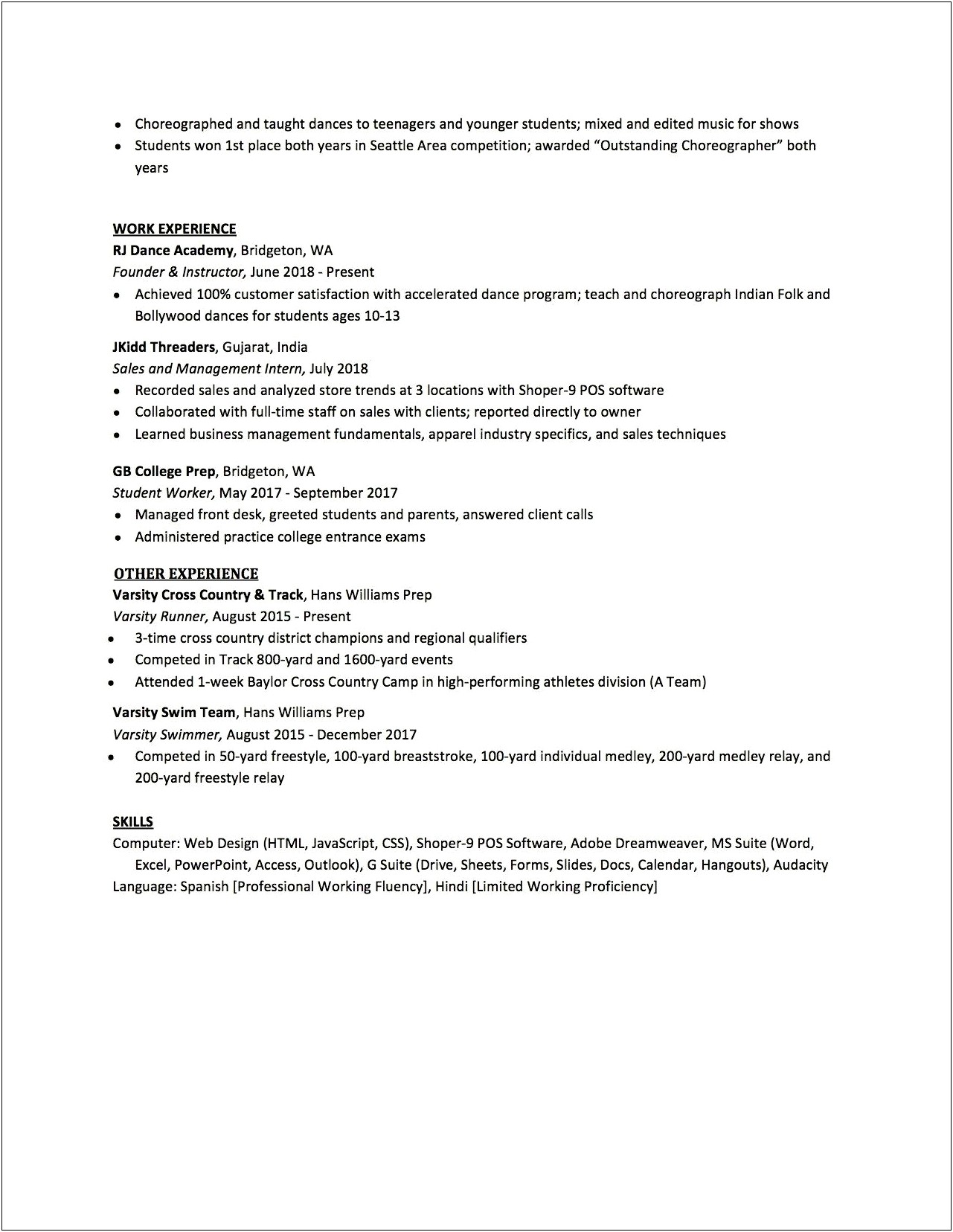 Best Style Of Resume For Highschool Graduates