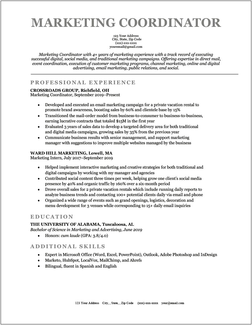 Best Things For A Marketing Resume