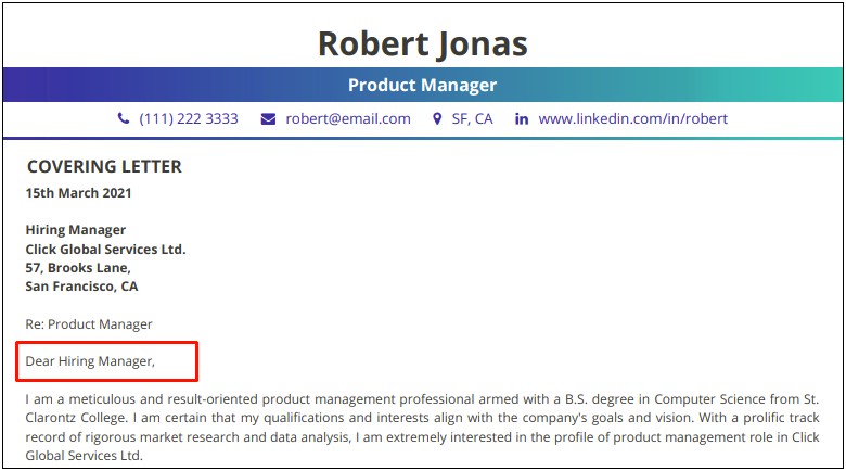 Best Way To Greet On Resume Lette