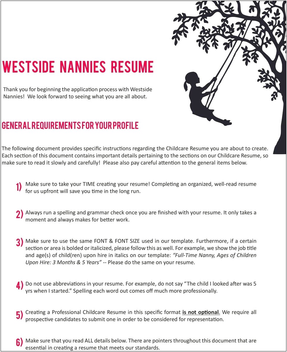 Better Word For Nanny On Resume