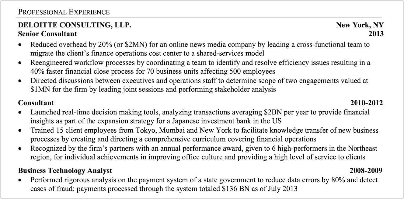 Big 4 Audit Associate Resume Example