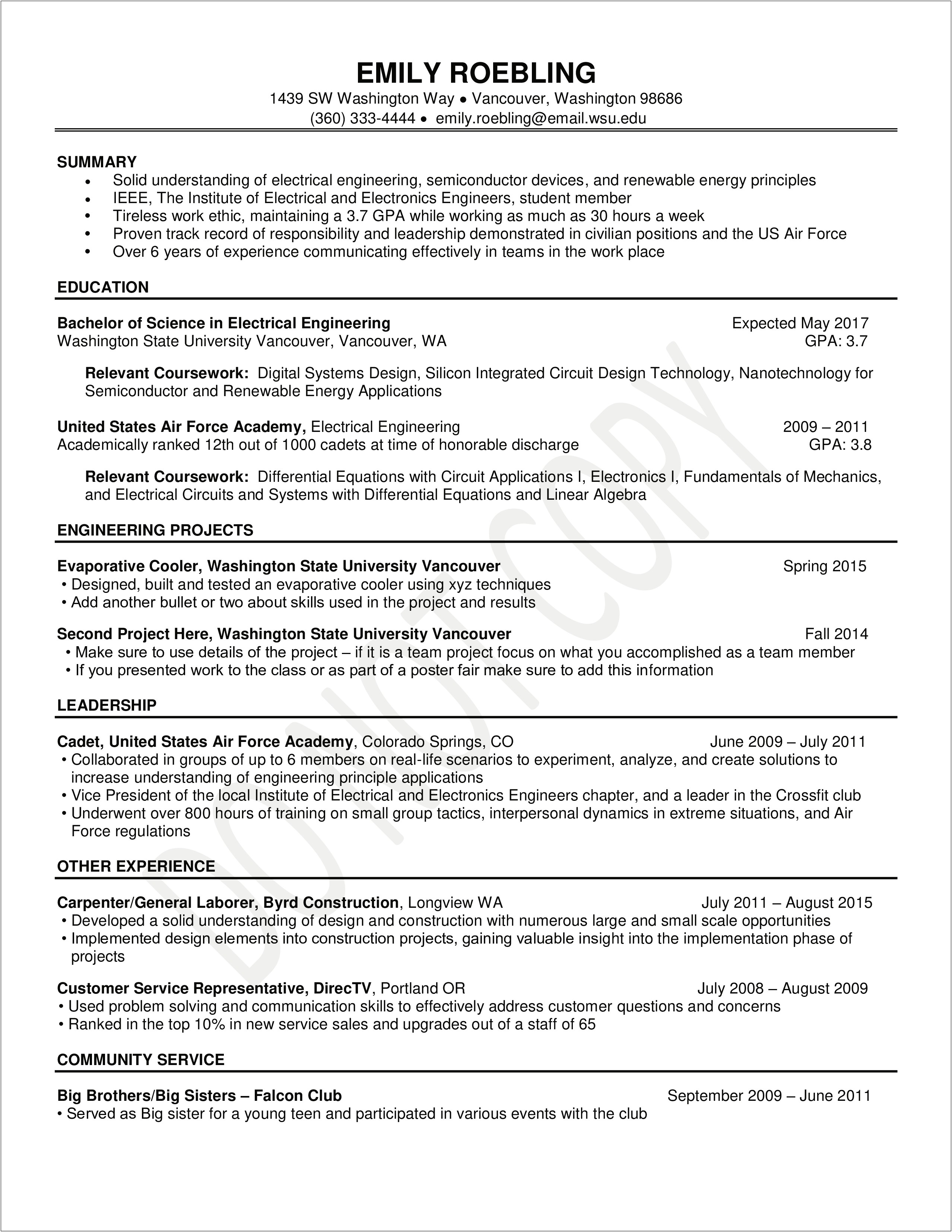 Big Brothers Big Sisters Resume Example