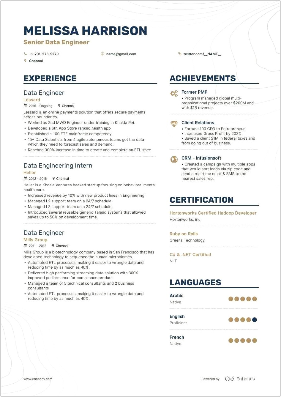 Big Data 2 Years Experience Resume