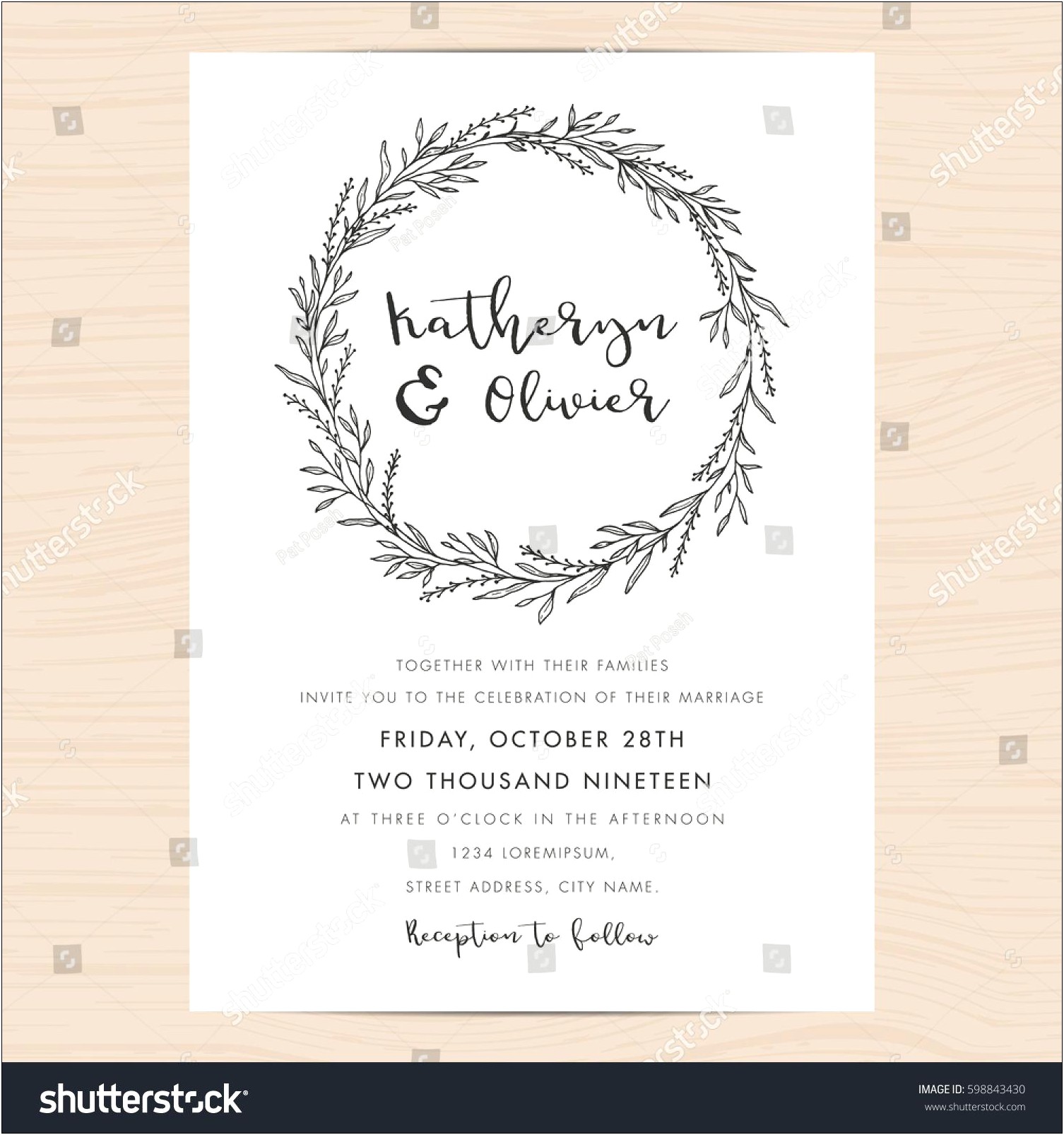 Black And White Wedding Invitation Vector