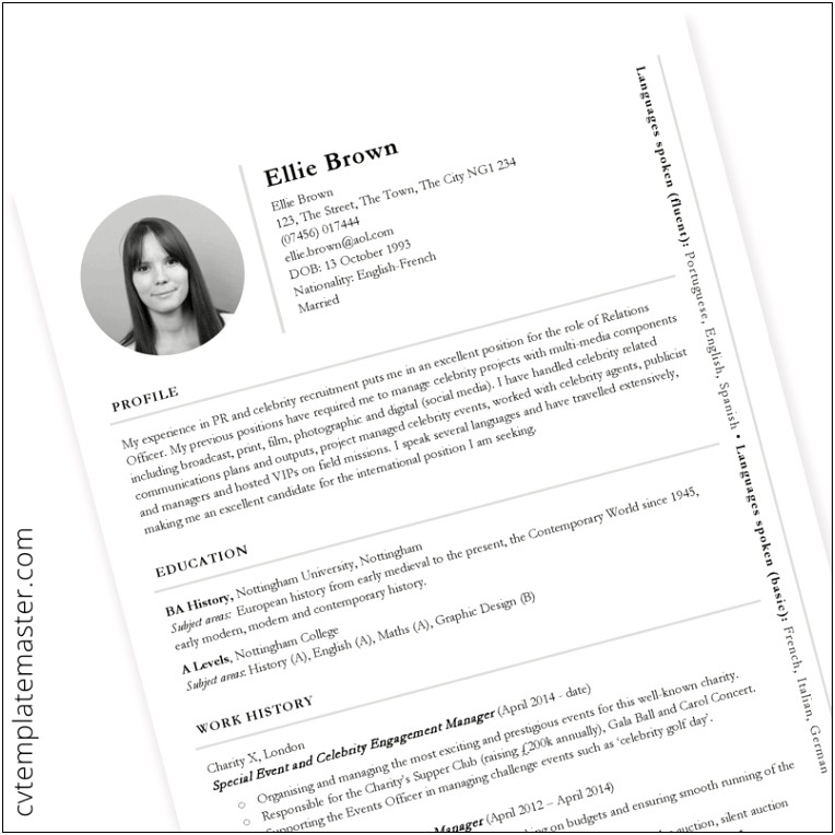 Blank Resume Template For Medieval Students