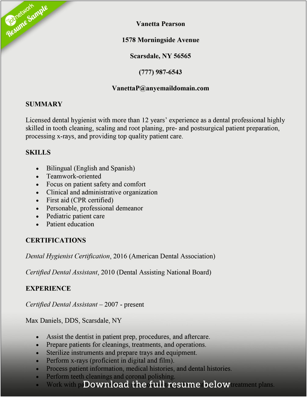 Brainstorming Resume Dental Assistant Carrer Objective