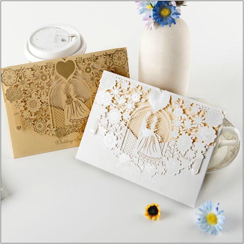 Bride And Groom Laser Cut Wedding Invitations