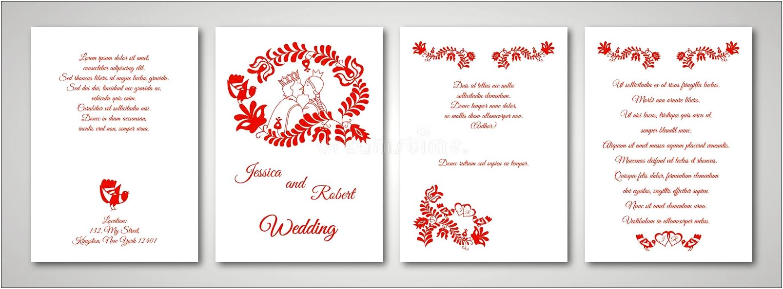 Burgandy Vintage Love Birds Wedding Invitations