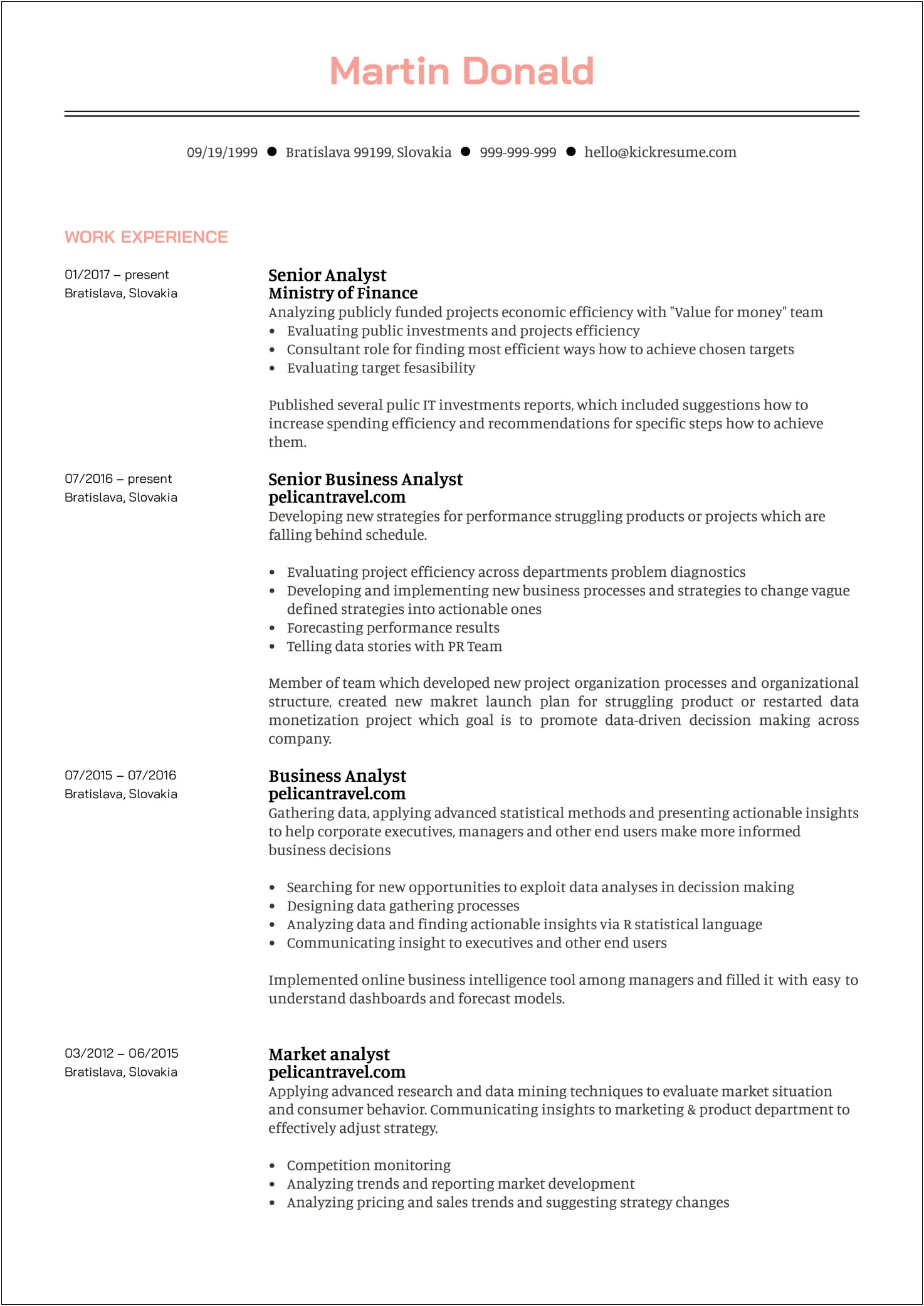 Business Analyst Resume Sample Doc India