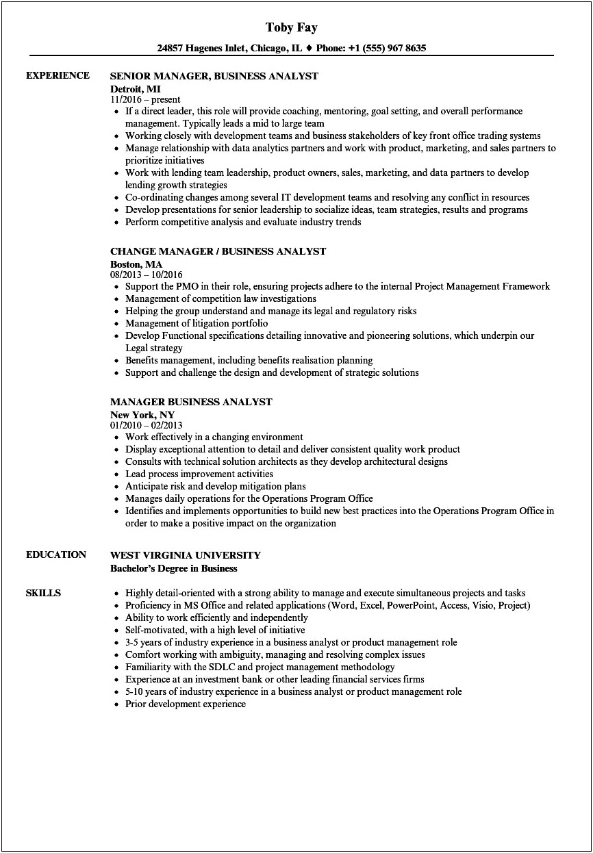 Business Analyst Resume With 6 Year Experience