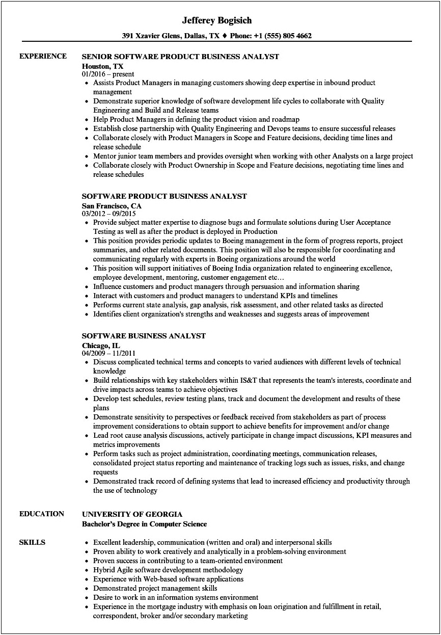 Business Analyst Resume With Python Experience