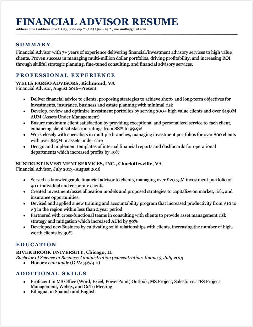 Business Finance Degree Resume No Experience