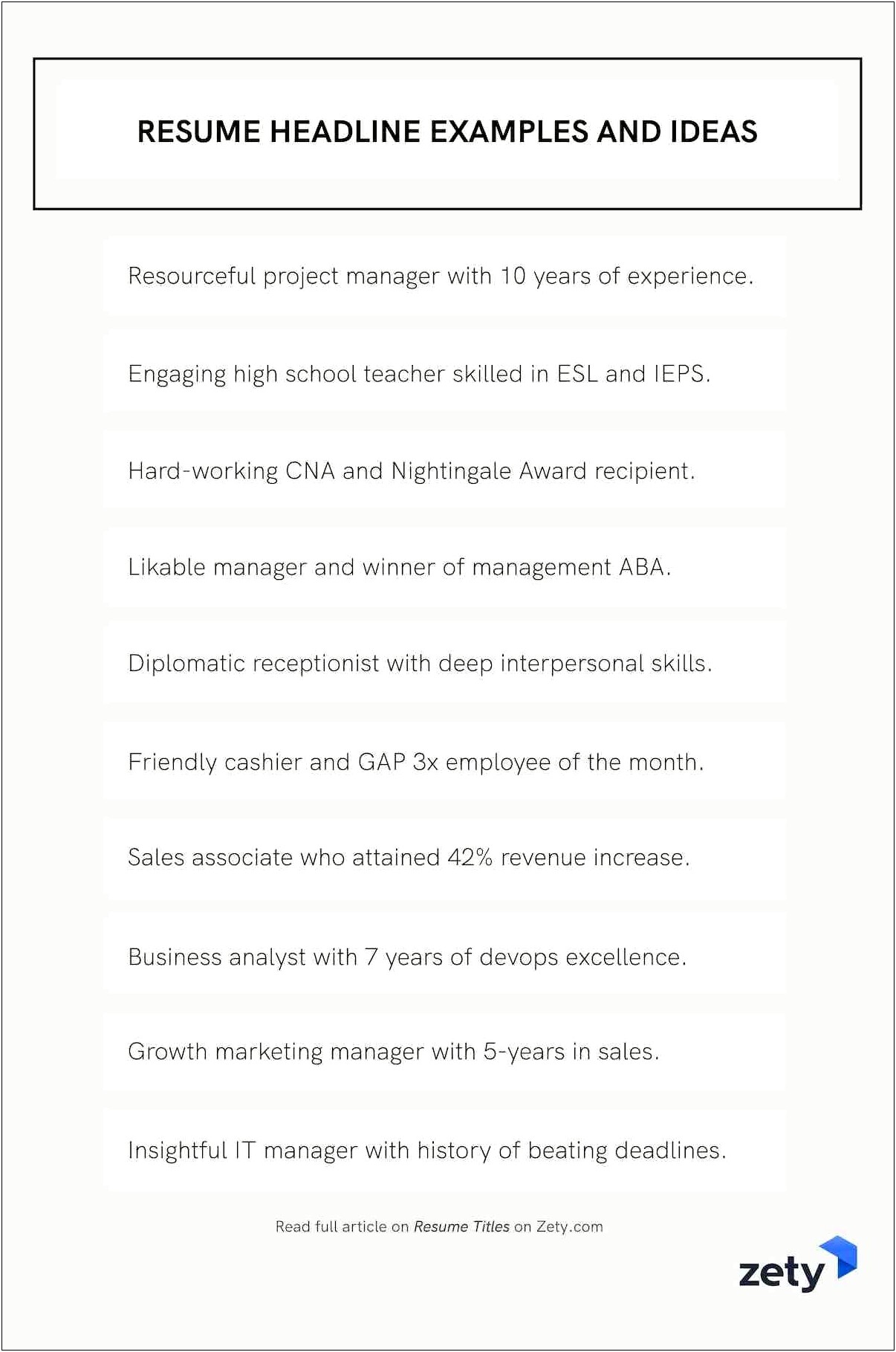 Business Management Professional Tagline Or Headline Resume