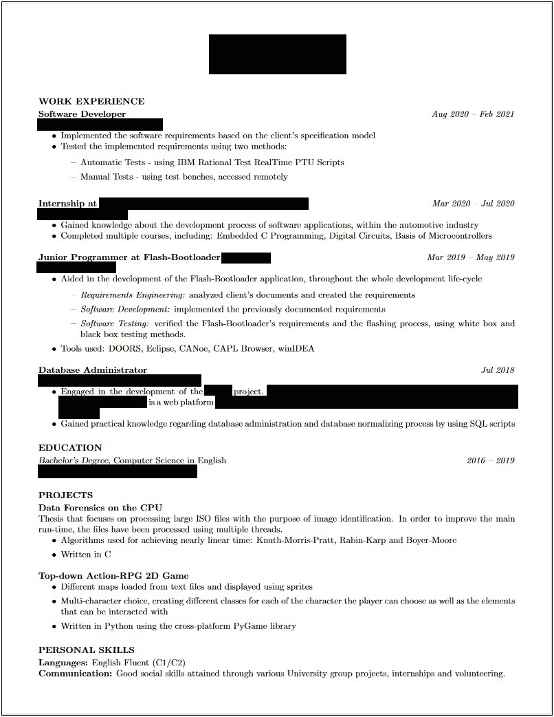 C Or Resume For Graduate School Application