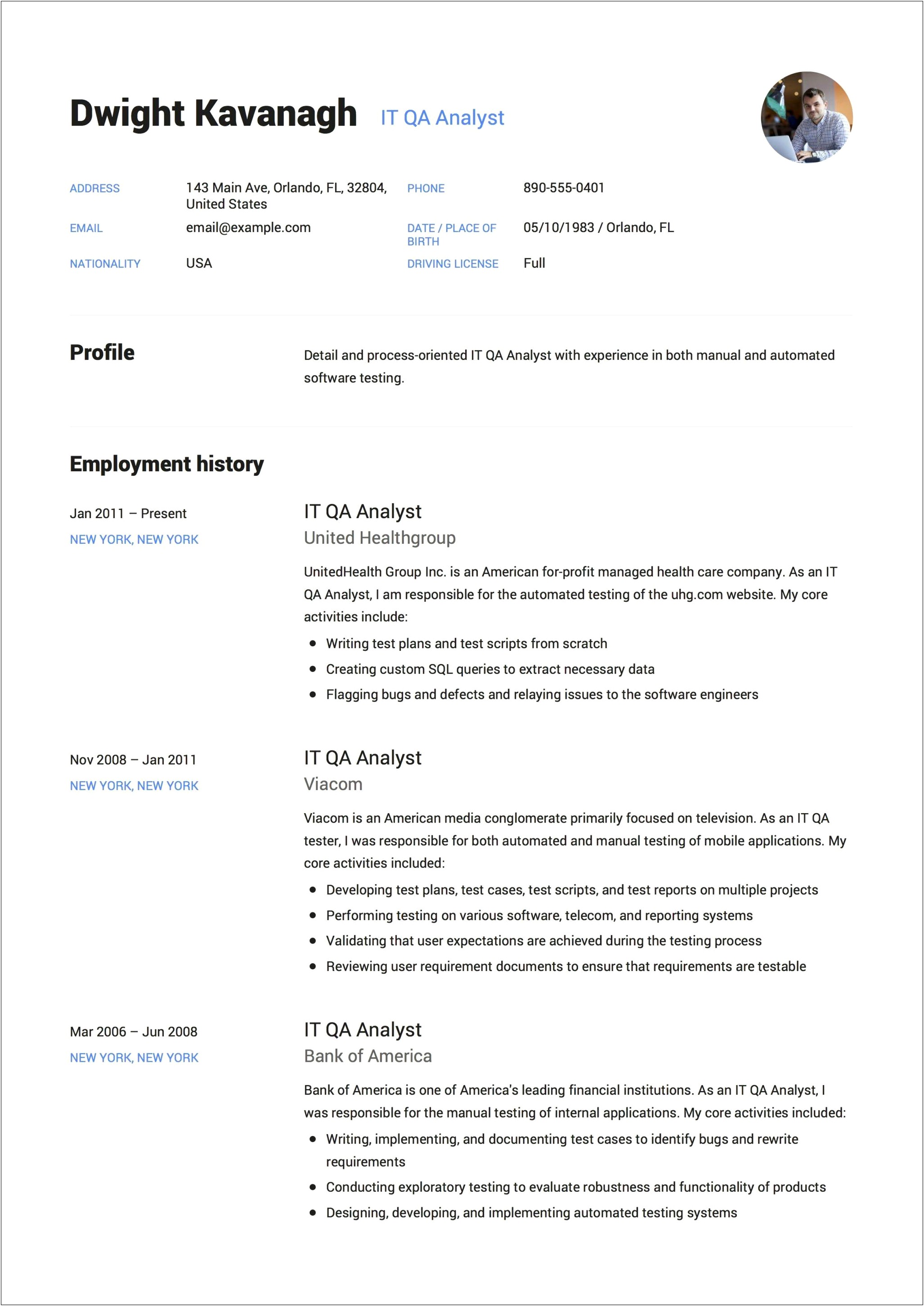 Call Center Quality Analyst Sample Resume